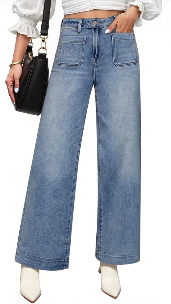 Cicy Bell Womens High Waisted Straight Leg Jeans Trendy Loose Denim Pants with Pockets | Amazon (US)