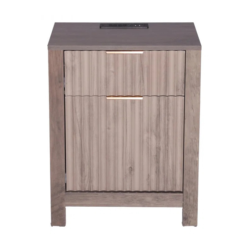Farmhouse End Table, Square Night Stand with USB Ports and Outlets, 3 Tiers End Table Side Table ... | Wayfair North America