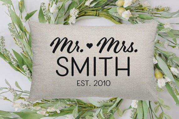 Personalized Mr. and Mrs. Pillow Cover, Custom Couple Pillow Sham | Etsy (US)