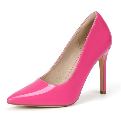 IDIFU Hot Pink Heels for Women High Heels Pumps Closed Toe Stiletto Pointed Dress Shoes Wedding Prom Bridal Daily Work Office Business Fashion Sexy Comfortable Dressy Shoes(Hot Pink Patent 9.5 M US) | Amazon (US)