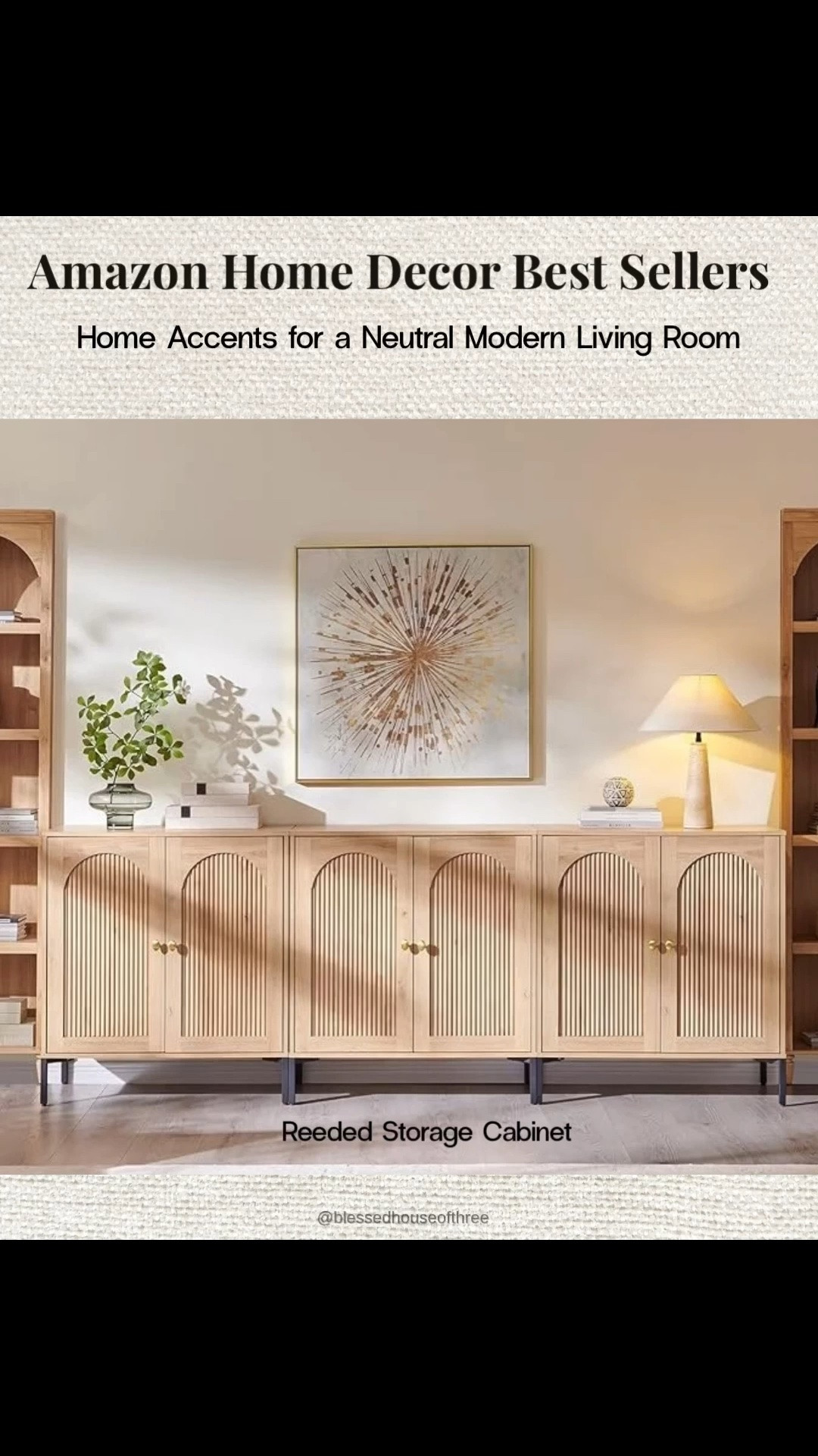 Designer look for less finds. Amazon home decor best sellers you will actually use and love for a neutral modern home 🤍 These are the pieces I keep coming back to for styling a living room — timeless, affordable, and easy to mix with higher-end decor. Fluted storage cabinet, buffet cabinet, faux olive tress, realistic faux stems, scallop rattan storage basket, organic modern furniture, Follow me on LTK for daily home decor, Amazon finds, and styling ideas.

#LTKHome #LTKSaleAlert