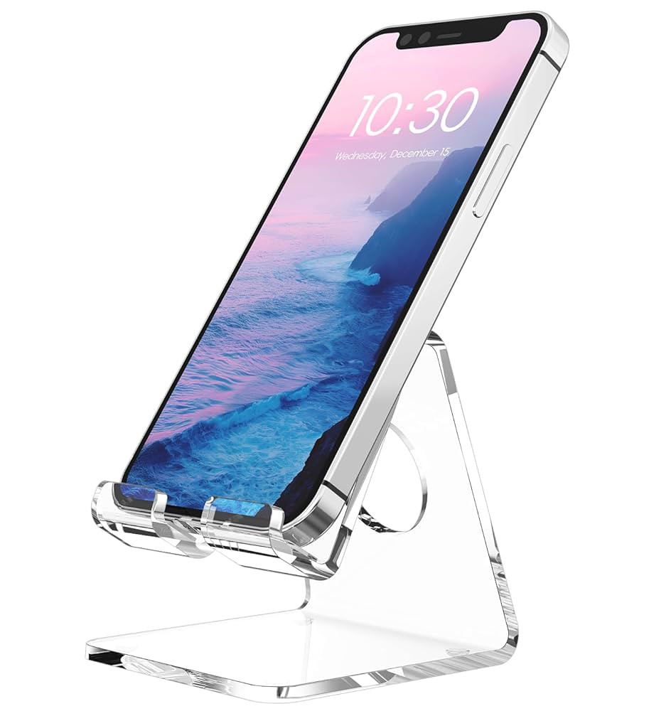 Acrylic Cell Phone Stand, Clear Phone Stand for Desk, Portable Phone Holder, Phone Dock, Office D... | Amazon (US)