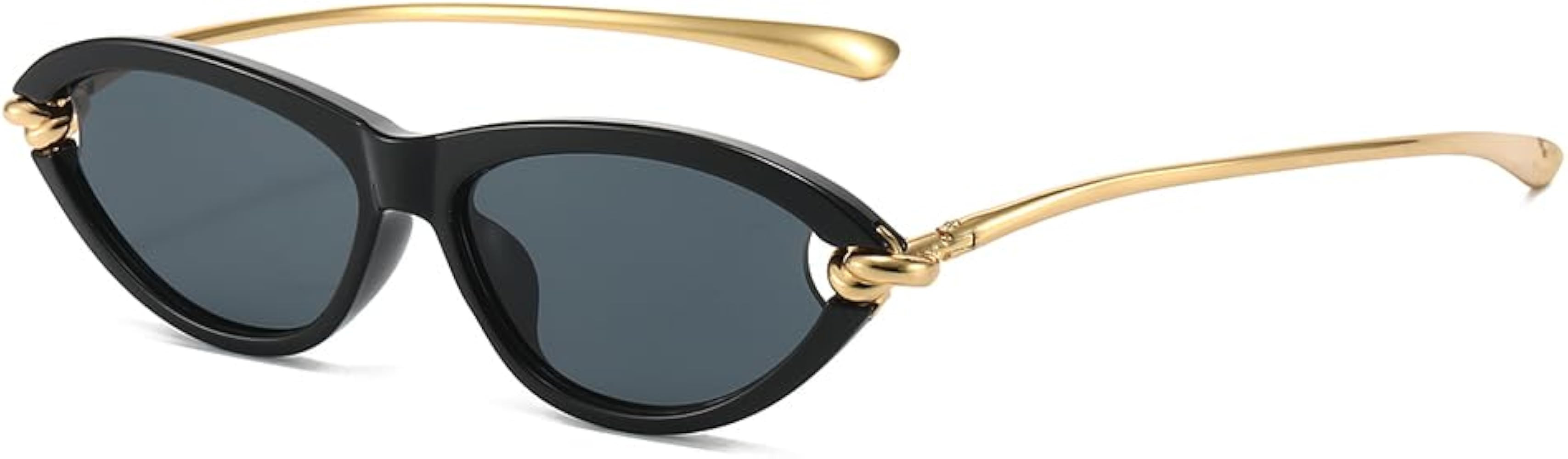 YAMEIZE Retro Cat Eye Sunglasses for Women Vintage Small Oval Cateye 90S Sunglasses Gold Frame UV... | Amazon (US)