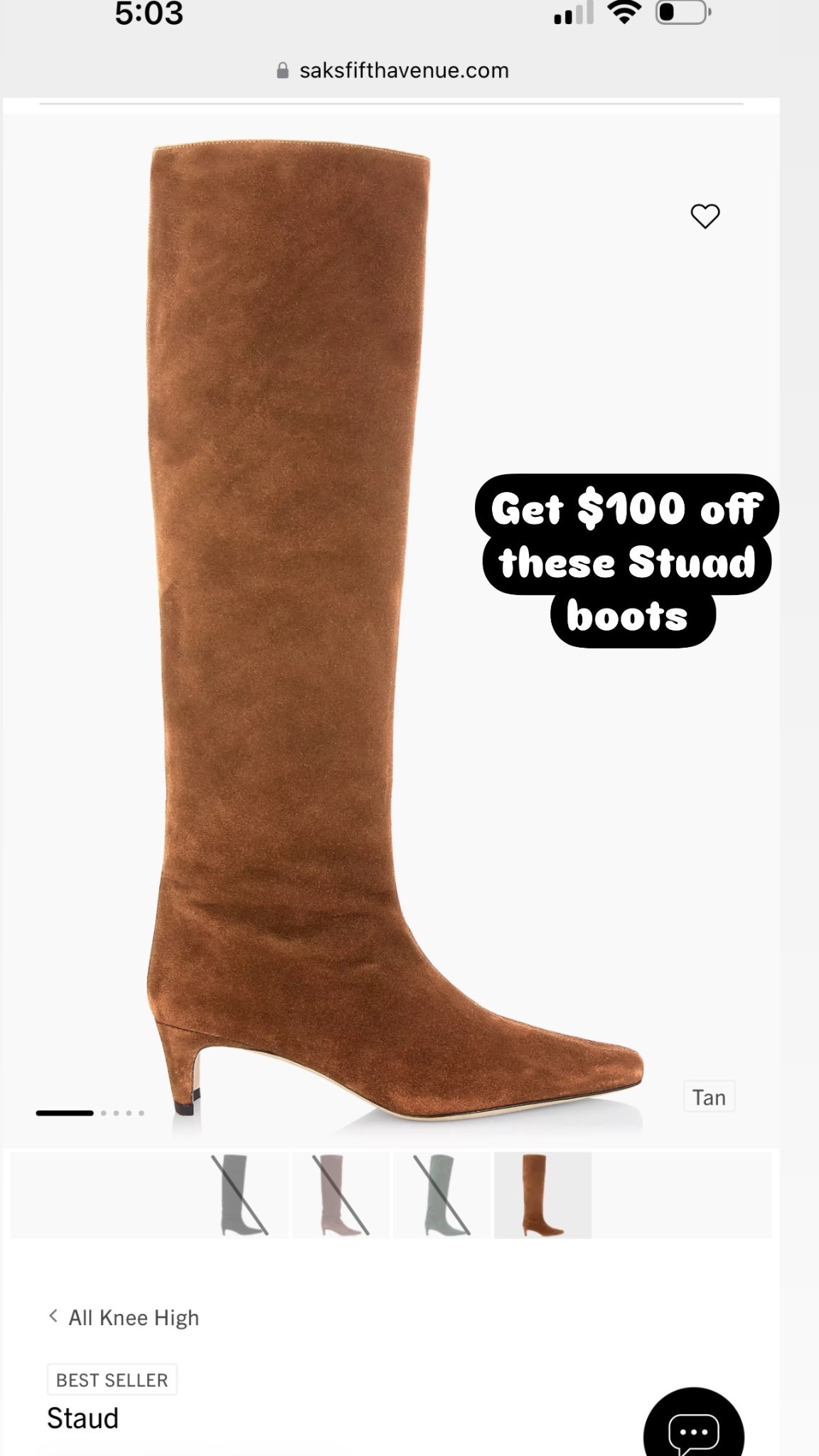 BEST SELLER
Staud
Wally Suede Knee-High Boots

#LTKSaleAlert #LTKSeasonal #LTKShoeCrush