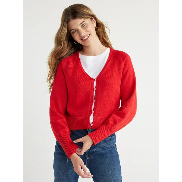 Free Assembly Women’s 90’s V-Neck Cardigan Sweater, Lightweight, Sizes XS-XXXL | Walmart (US)