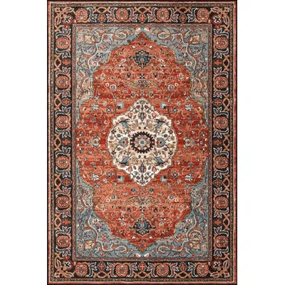 Orange Themed Multicolor Traditional Patterned Fringed Vintage Decorative Washable Rug | Wayfair North America