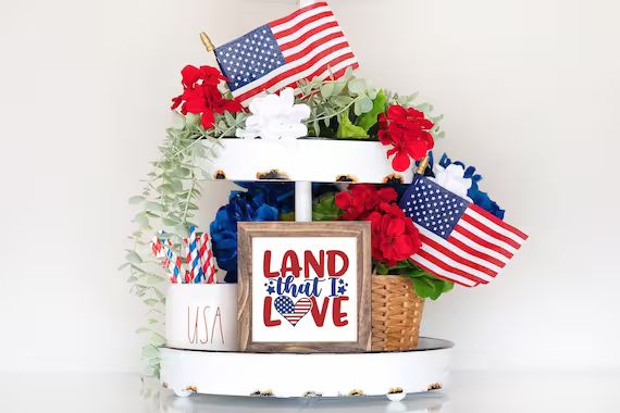 Land That I Love, 6x6 Framed Sign, Patriotic Framed Sign, Memorial Day Sign,4th of July Sign, Tie... | Etsy (US)