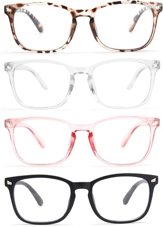 CCVOO 4 Pack Blue Light Blocking Reading Glasses, Anti Headache/Glare/Eye Strain Readers Computer... | Amazon (US)