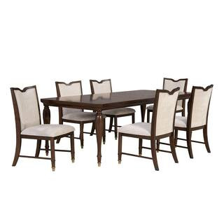 Whitney 7-Piece Dark Cherry Wood Top Dining Room Set with Gold Capped Legs (Seats 6) | The Home Depot