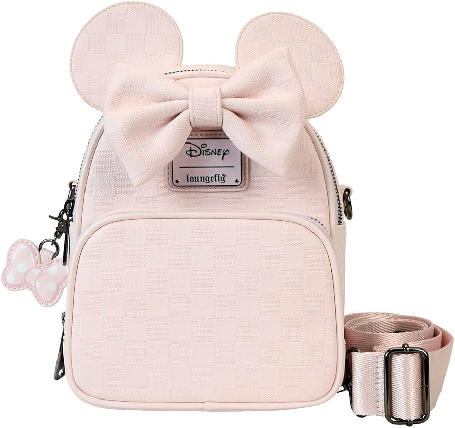Loungefly Minnie Mouse Checkered Texture Convertible Mini Backpack & Crossbody Bag | Amazon (US)