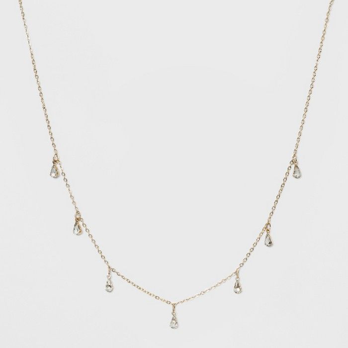 Crystal Acrylic Stone, Short Delicate Charm Drop Necklace - Wild Fable™ Bright Gold | Target