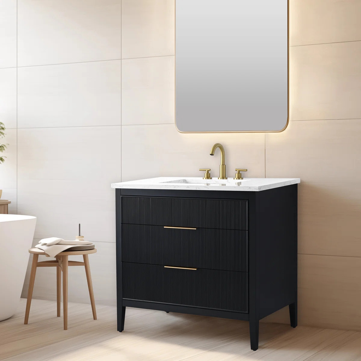 Bilroy 36'' Single Bathroom Vanity with Engineered Stone Top | Wayfair North America
