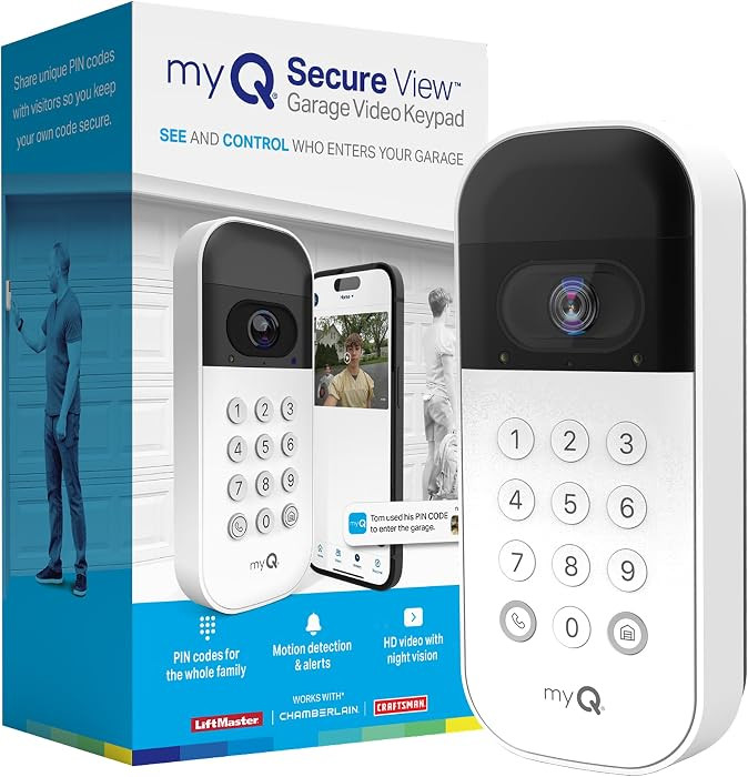 myQ Smart Garage Door Video Keypad with Wide-Angle Camera,Customizable PIN Codes,and Smartphone C... | Amazon (US)