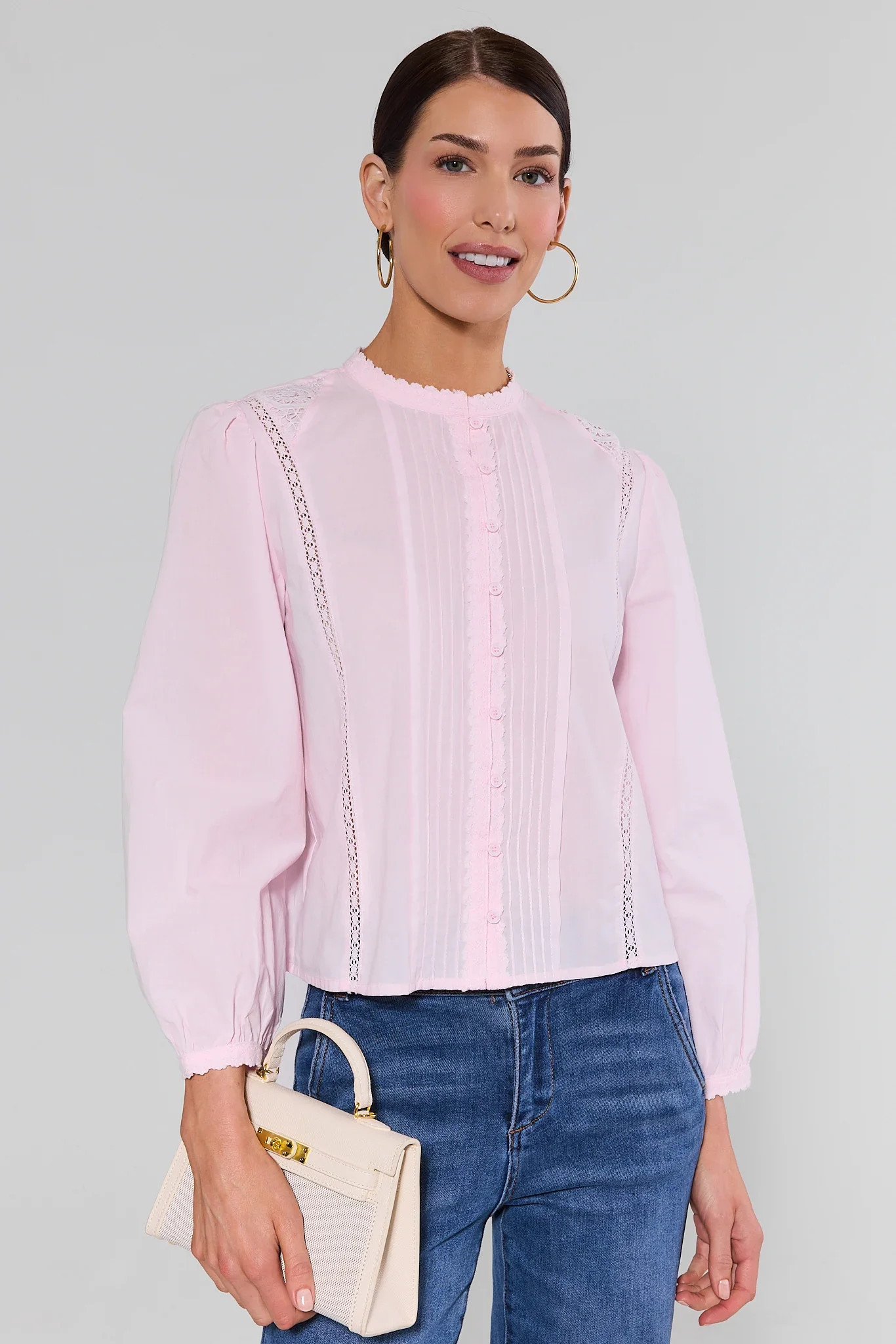 Clara Pink Lace Embroidered Top | Avara
