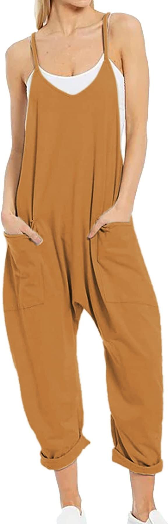 Ainangua Women's Casual Sleeveless Jumpsuits Adjustable Spaghetti Strap Overalls Long Harem Pants... | Amazon (US)