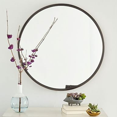 Metal Framed Mirror, Antique Brass, Round | West Elm (US)