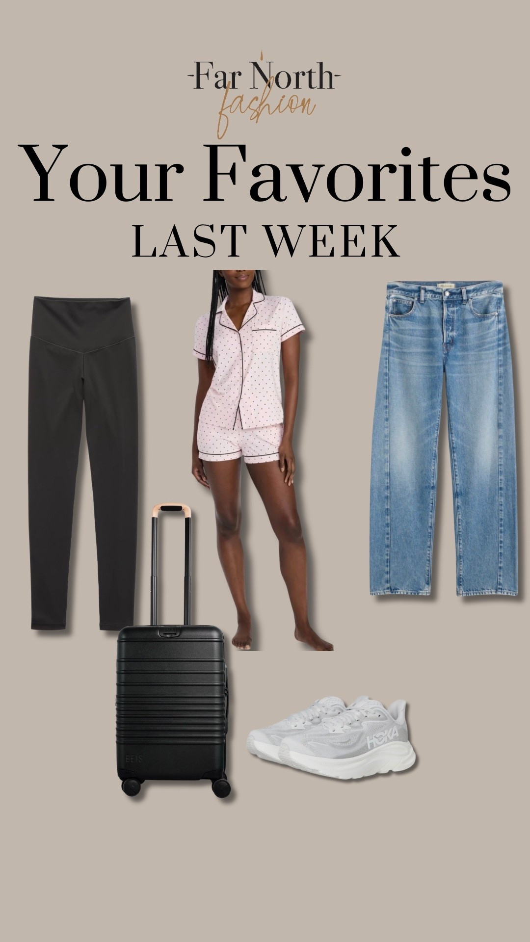 Last week’s best sellers:
1. Beis Carry-On Roller
2. Hoka Clifton 10 Running Shoe
3. Joyspun PJ Set
4. Madewell pieced barrel jeans
5. Aerie leggings

#LTKOver40 #LTKMidsize #LTKSaleAlert
