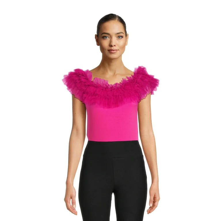 Love by Design Women's Juniors Powder Puff Tulle Ruffle Bodysuit | Walmart (US)