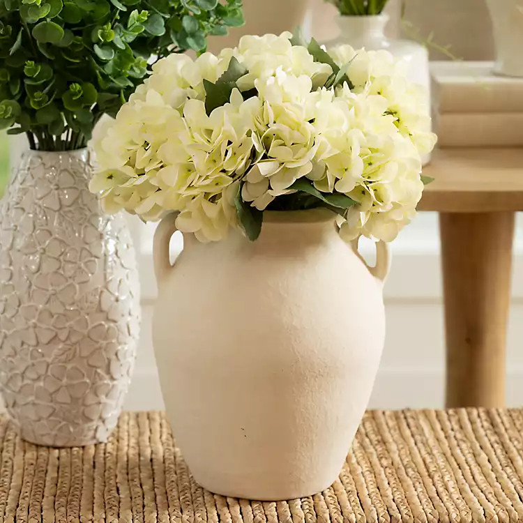 Ivory Ceramic Jug Vase with Two Handles, 12 in. | Kirklands