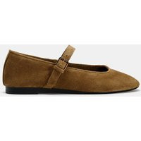 Zara - Split Suede Ballerinas - Dark Tan - 4 - Woman | Zara UK