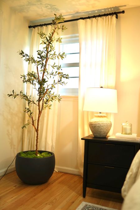 Crate and barrel planter dupe! 
Olive tree, nightstand decor 
Black nightstand 

#LTKhome