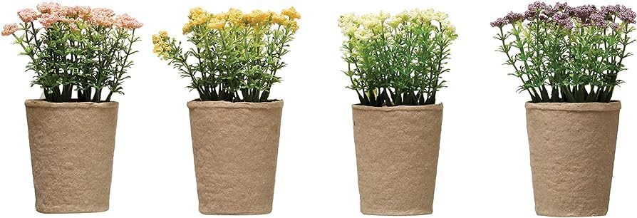 Creative Co-Op 4" Round x 6-1/2"H Blooming Plant in Paper Pot (Set of 4 Colors) Faux Botanicals, ... | Amazon (US)