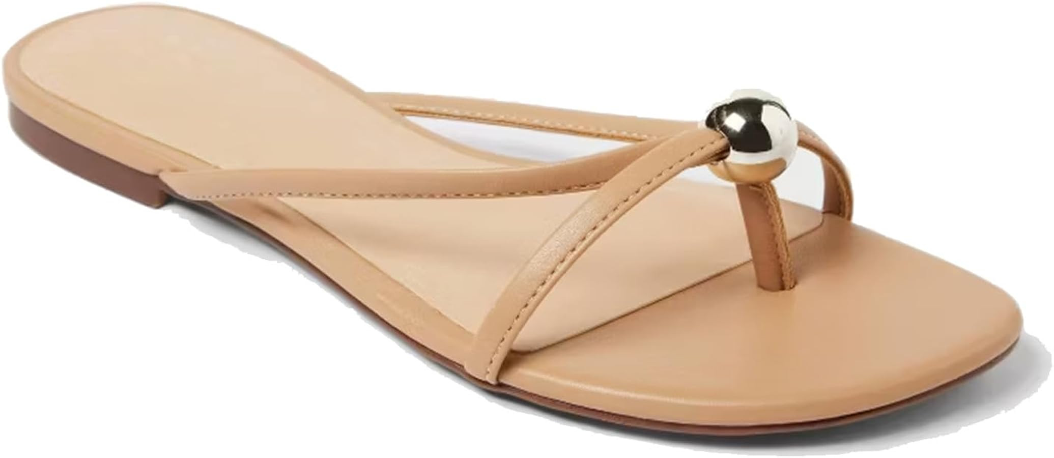 Thong Flat Sandals for Women Round Open Toe Slip on Flip Flop Slides Casual Summer Beach Shoes | Amazon (US)