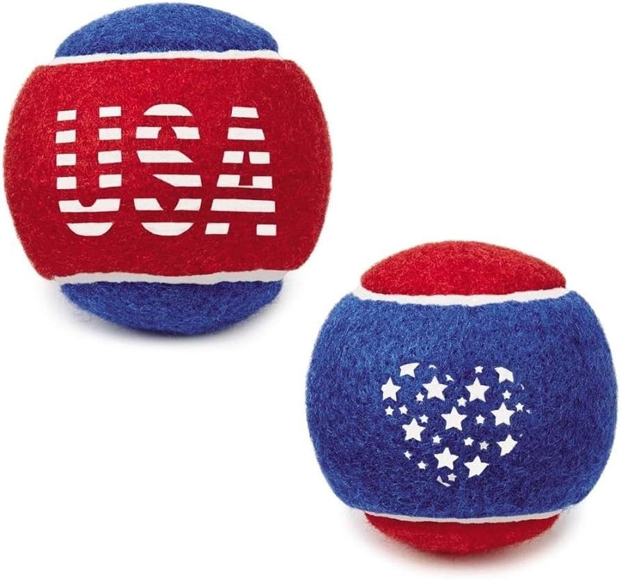 Grriggles Dog Tennis Balls Stars and Stripes Red White Blue USA 6 Pack Patriotic Dogs Toy | Amazon (US)