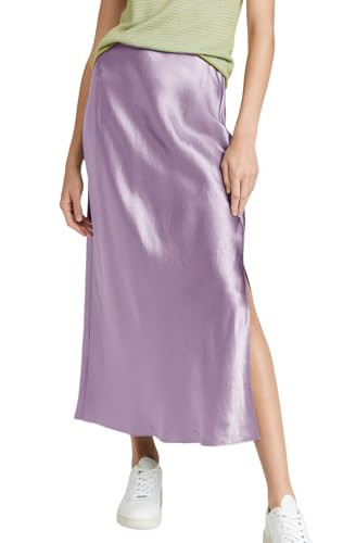 ATHX Women's Satin Long Skirt Dressy 2024 Summer High Waisted Silk A Line Split Elegant Maxi Skirts Light Purple | Amazon (US)