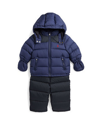 Polo Ralph Lauren Baby Boys Water-Repellent Down Snowsuit Jacket and Overall Set - Macy's | Macy's