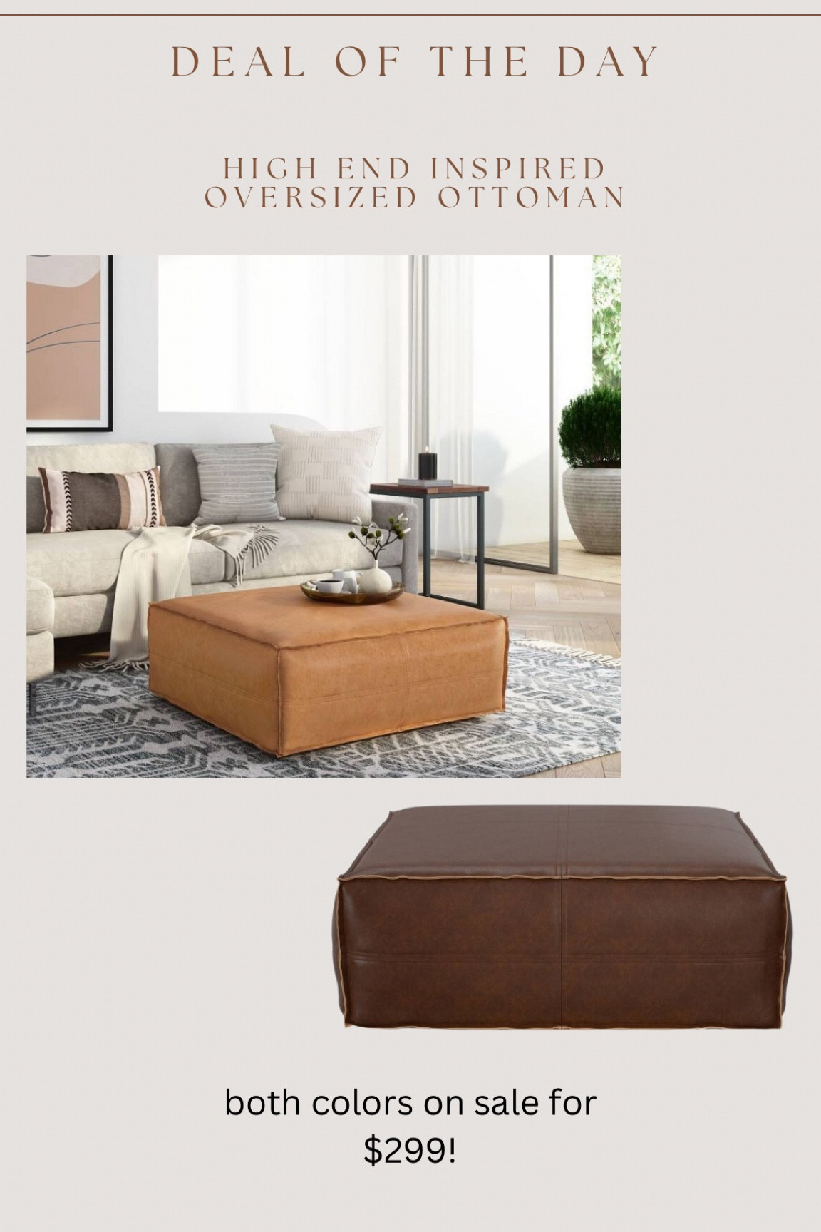 I just found this gorgeous oversized ottoman on sale!! One of the best prices I have seen for the style and size

#LTKHome #LTKStyleTip #LTKSaleAlert