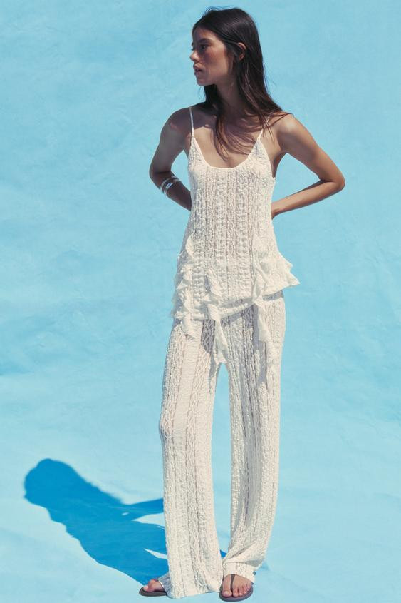 TEXTURED LACE PANTS | Zara US