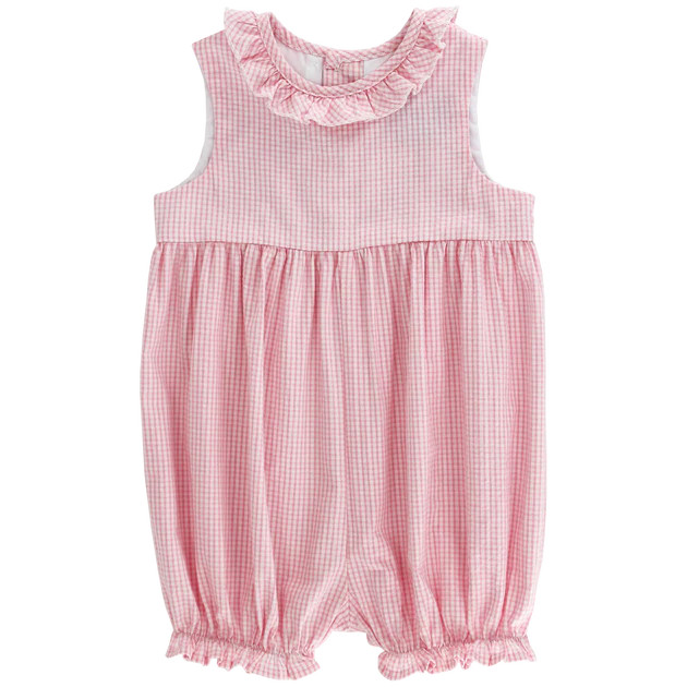 Pink Check Seersucker - Romper Short | The Bailey Boys, inc