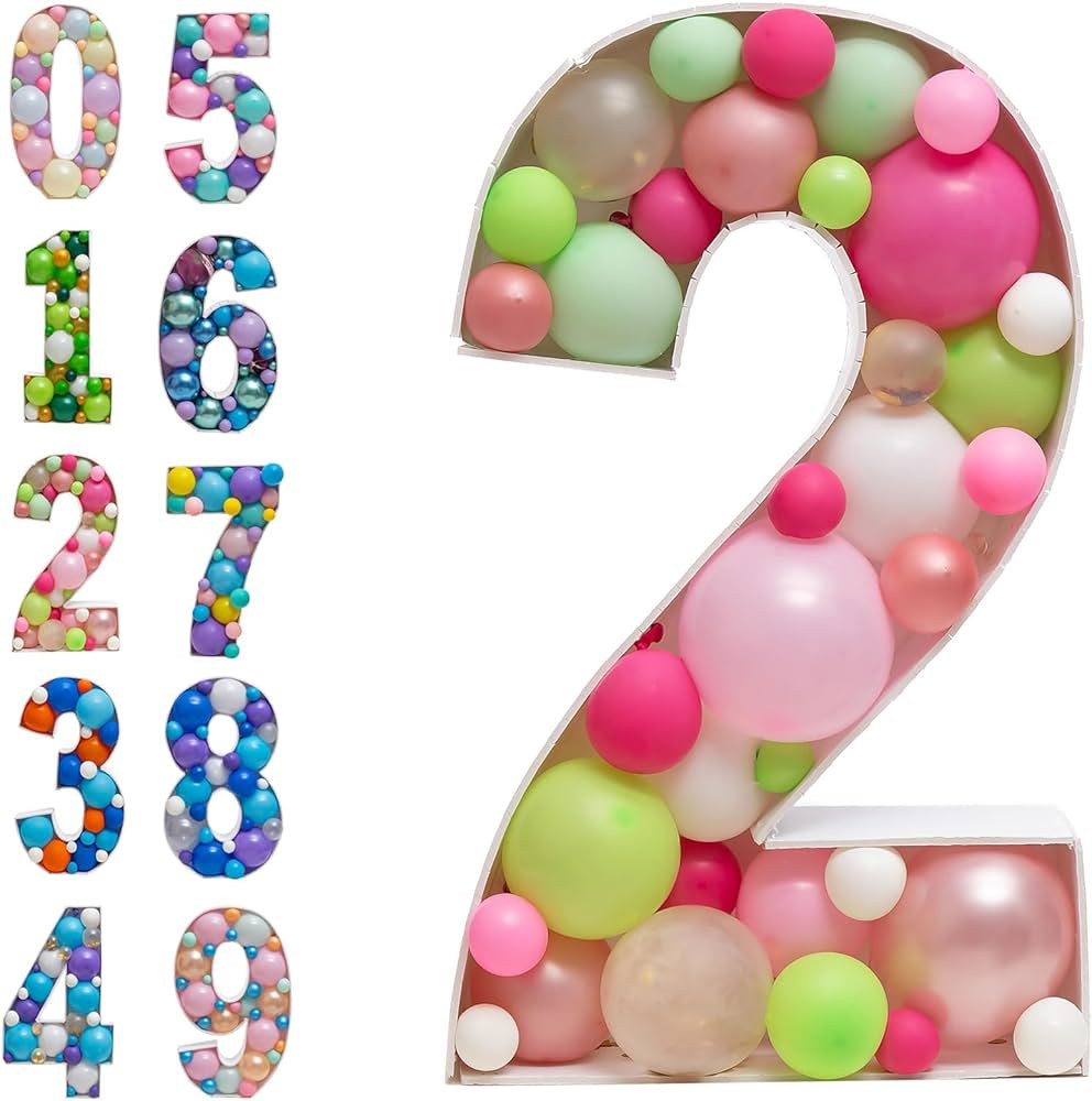 Mosaic Balloon Frame Marquee Light Up Number 2 Pre-Cut Large Foam Board Sign Cut-Out for Boy Girl... | Amazon (US)