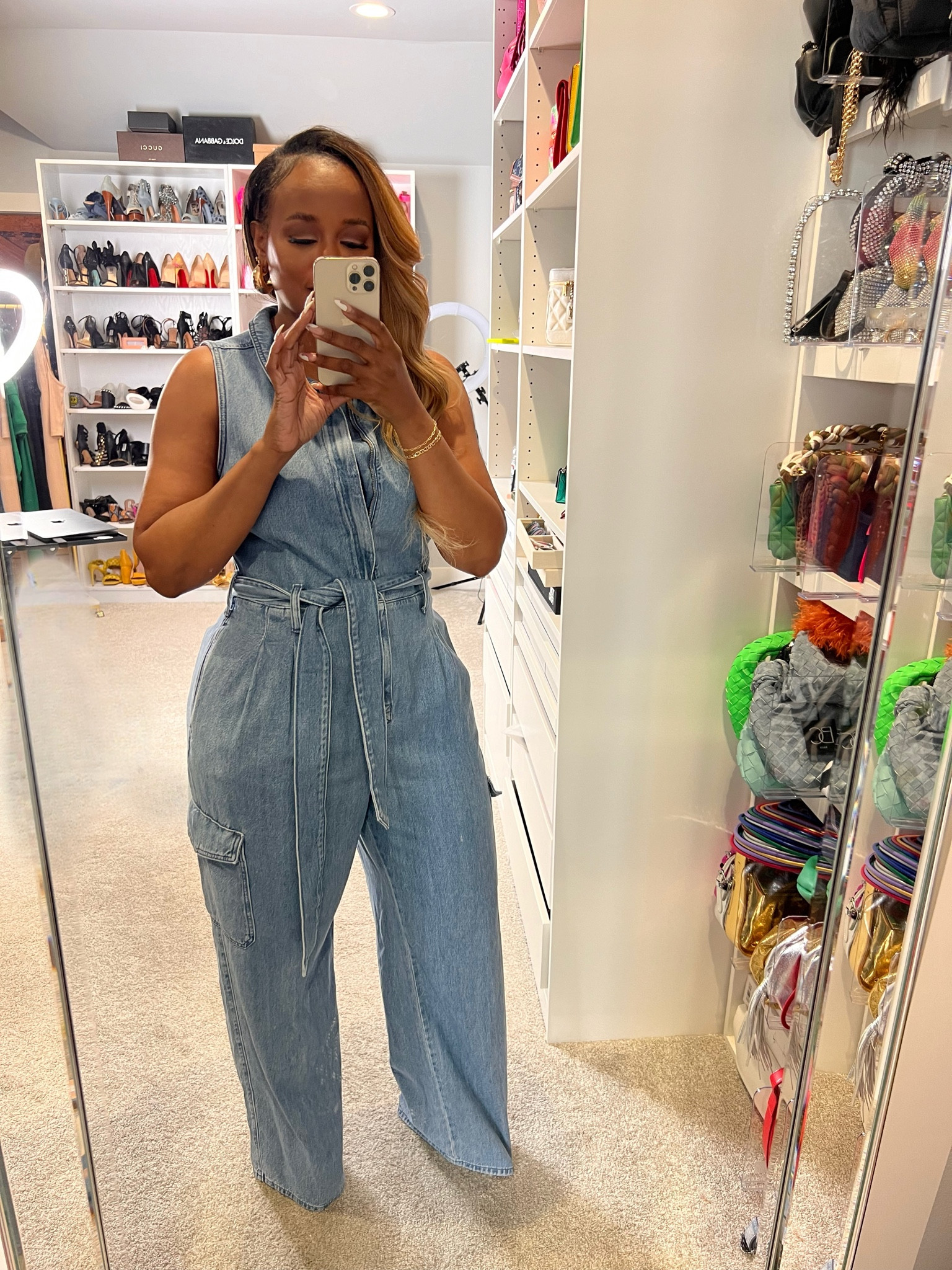 This denim cargo jumpsuit is on sale!  I'm wearing a size 10. 

#LTKsalealert #LTKstyletip