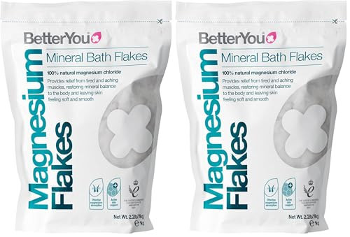 BetterYou Magnesium Flakes | Pure, Clean and Natural Source of Zechstein Magnesium | Mineral Bath Flakes | Cleansing Bath | Vegan & Palm-Oil Free | 1kg (Pack of 2) | Amazon (UK)