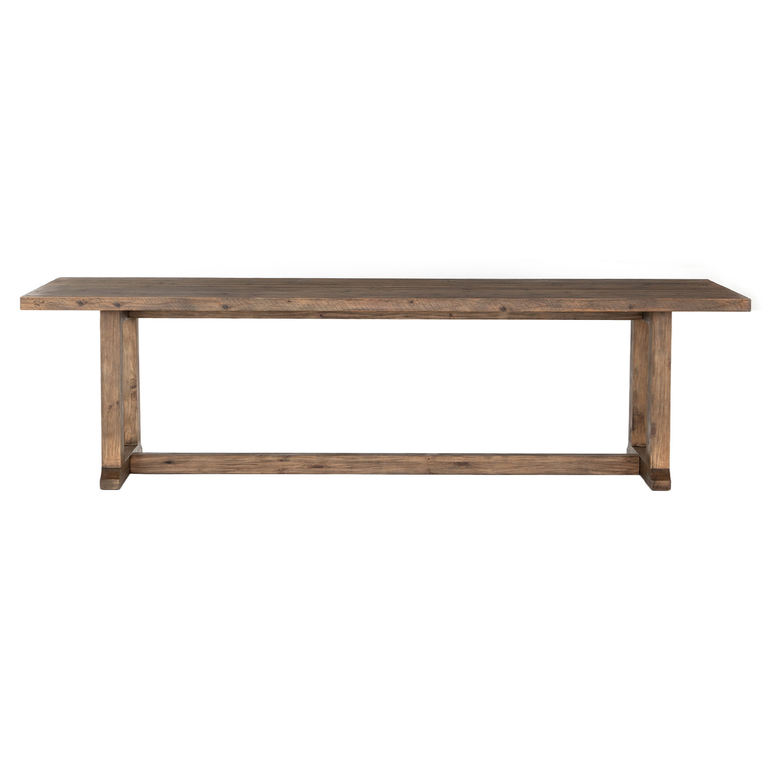 Holland Rustic Brown Pine Wood Rectangular Dining Trestle Table - Large - 110"W | Kathy Kuo Home