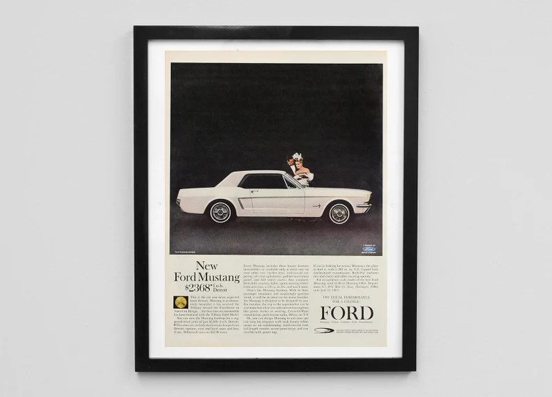 Mustang 1964 Magazine Ad Print White Hardtop Car - Etsy | Etsy (US)