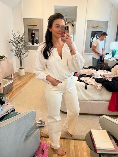 Best white jeans! Fitted through the hips& thighs, relaxed through the leg. In a size 29, regular. “AFTIA” for 25% off

#LTKunder100 #LTKSeasonal #LTKstyletip
