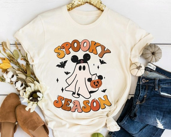 Mickey Ghost Spooky Season With Pumpkin Shirt Cute Mickey Boo - Etsy | Etsy (US)