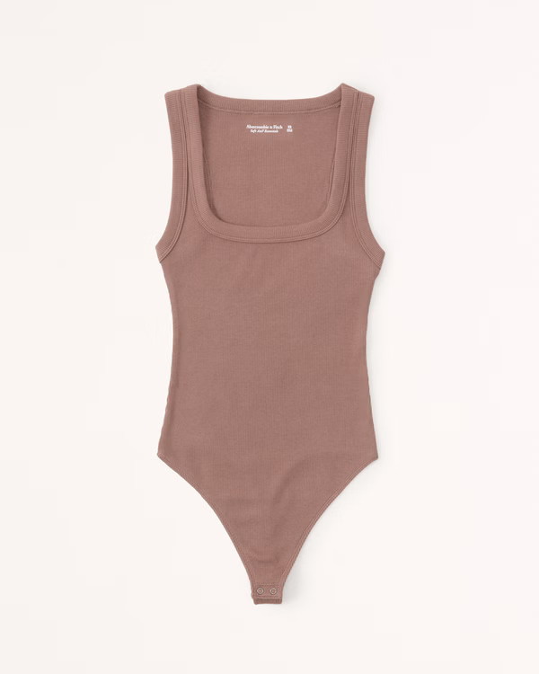 Essential Ribbed Squareneck Bodysuit | Abercrombie & Fitch (US)