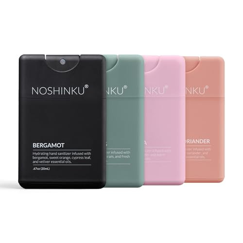 Noshinku - Refillable Hand Sanitizer Discovery 4-Pack, Travel Size Spray with Hydrating Botanical Mist, Natural Ingredients, All Natural Fragrances, Sugarcane Derived Alcohol, No Parabens, No Dyes | Amazon (US)