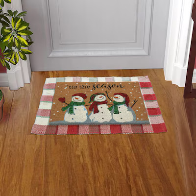 Holiday Living 24-in x 36-in Red, Green White Polyester/Coir/Latex Non-Slip Grip Indoor or outdoo... | Lowe's