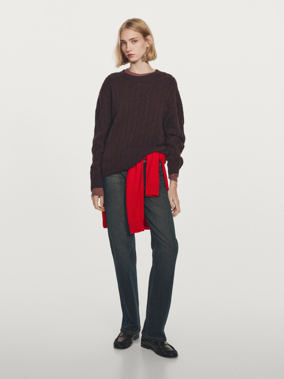 Strickpullover aus 100 % Kaschmir mit Zopfmuster | Massimo Dutti DE
