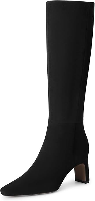 DREAM PAIRS Knee High Boots Women Chunky Block Heel Square Toe Side Zipper Tall Boots for Women | Amazon (US)