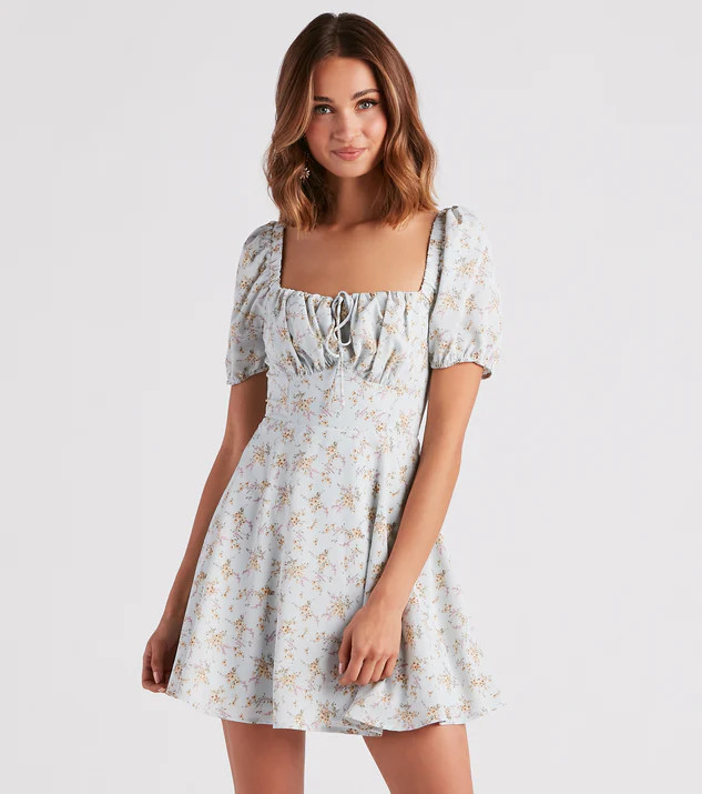 Budding Romance Floral Chiffon Skater Dress | Windsor Stores