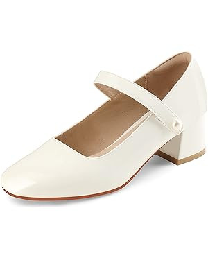 Naiyee Mary Jane Shoes Women Chunky Heel Ankle Strap Dress Shoes for Women Low Heels Close Rounde... | Amazon (US)