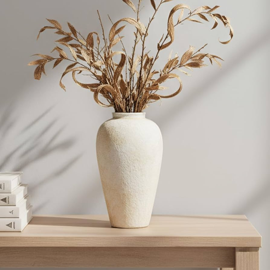 Ceramic Flower Vase Home Decor - 9.2 inch Large Farmhouse Table Vases, Rustic Decorative Vases fo... | Amazon (US)