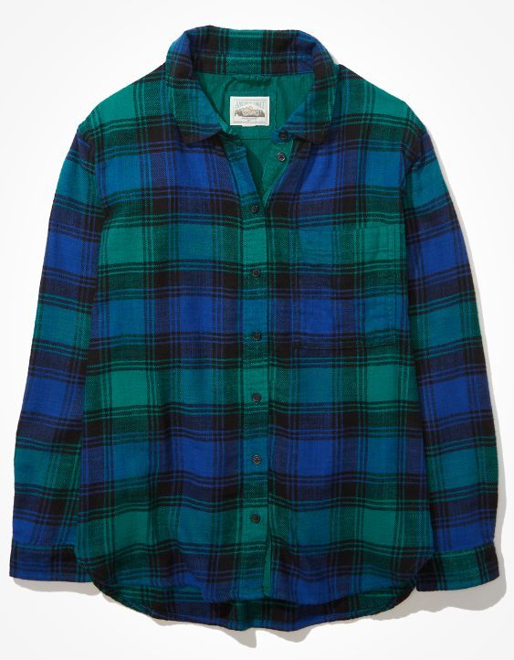 AE Oversized Plaid Button-Up Shirt | American Eagle Outfitters (US & CA)