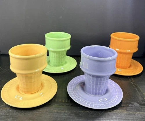 Ceramic Ice Cream Cone Sorbet Cup & Saucer by the Monkey & the Peddler for sale | eBay | eBay US